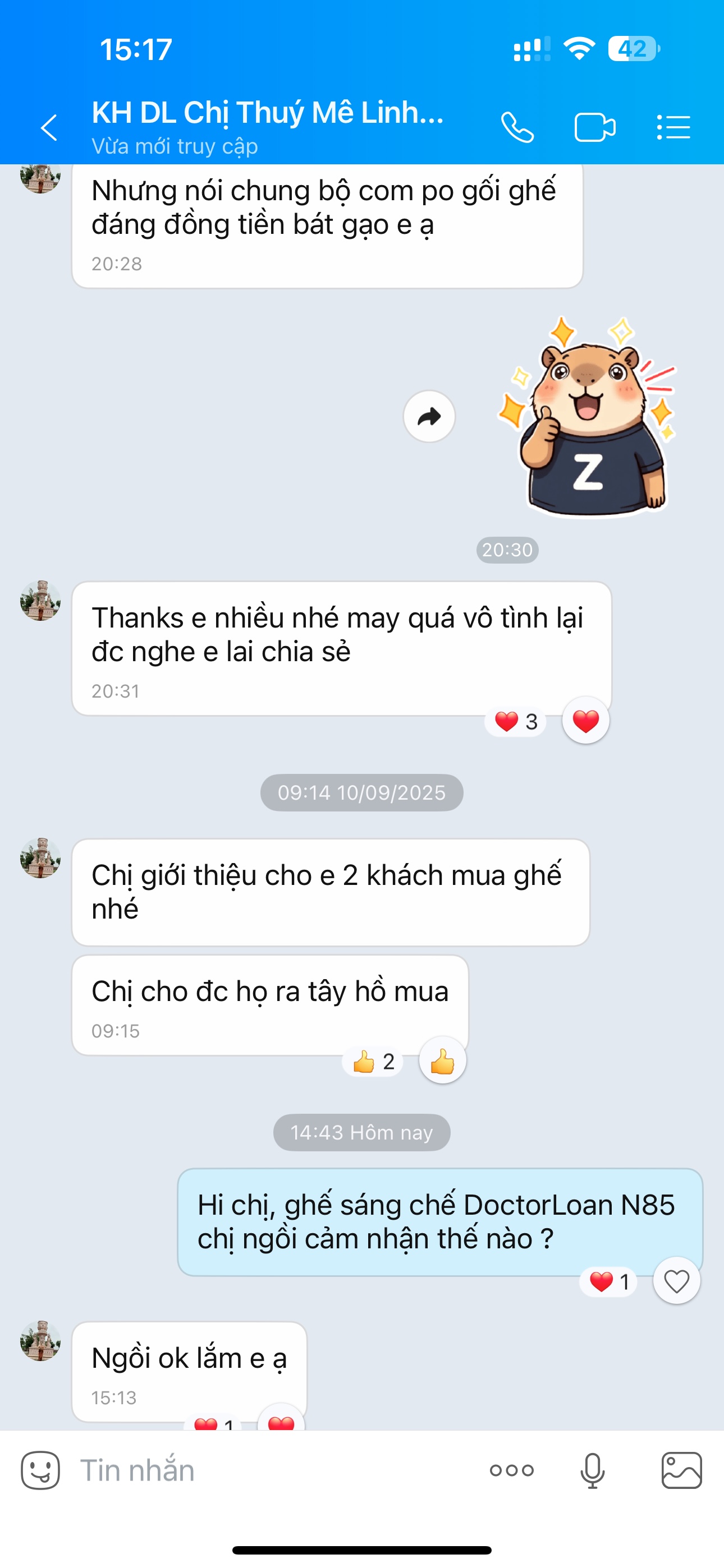 Đánh giá của khách hàng về ghế Doctorloan N85
